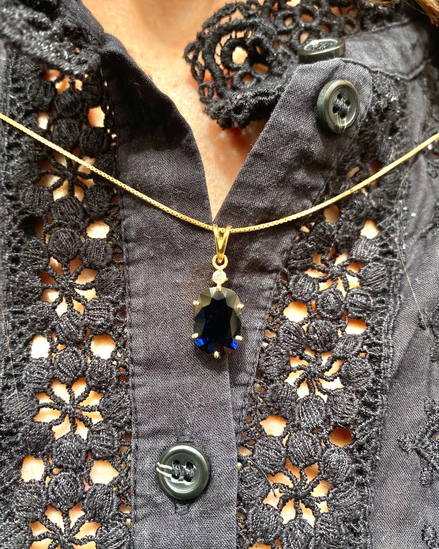 Pendentif Saphir 4.40 carats &amp; Diamant "Gratianne" - Elliade Paris