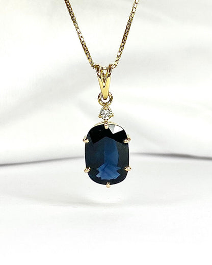 Pendentif Saphir 4.40 carats &amp; Diamant "Gratianne" - Elliade Paris