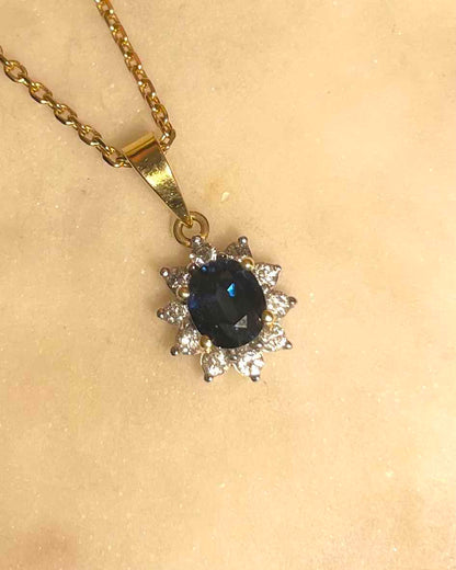 Pendentif Marguerite Saphir 1 carat &amp; Diamants &quot;Elyna&quot;