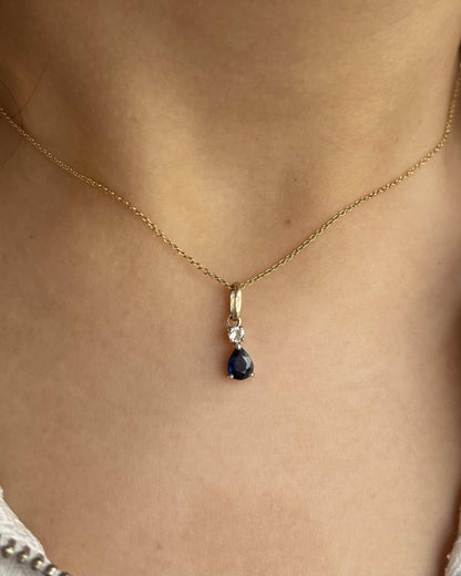 Pendentif Saphir &amp; Diamant &quot;Lora&quot; - Elliade Paris