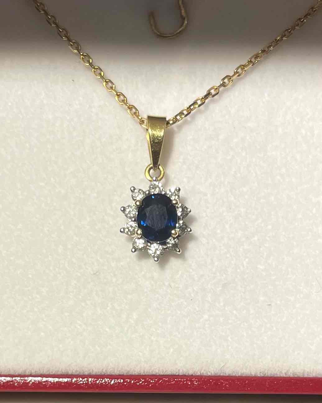 Pendentif Marguerite Saphir 1 carat &amp; Diamants &quot;Elyna&quot;