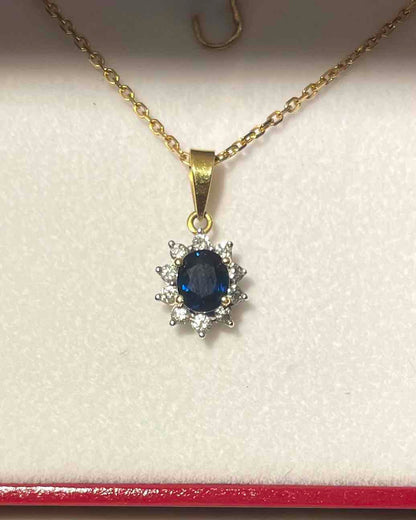 Pendentif Marguerite Saphir 1 carat &amp; Diamants &quot;Elyna&quot;