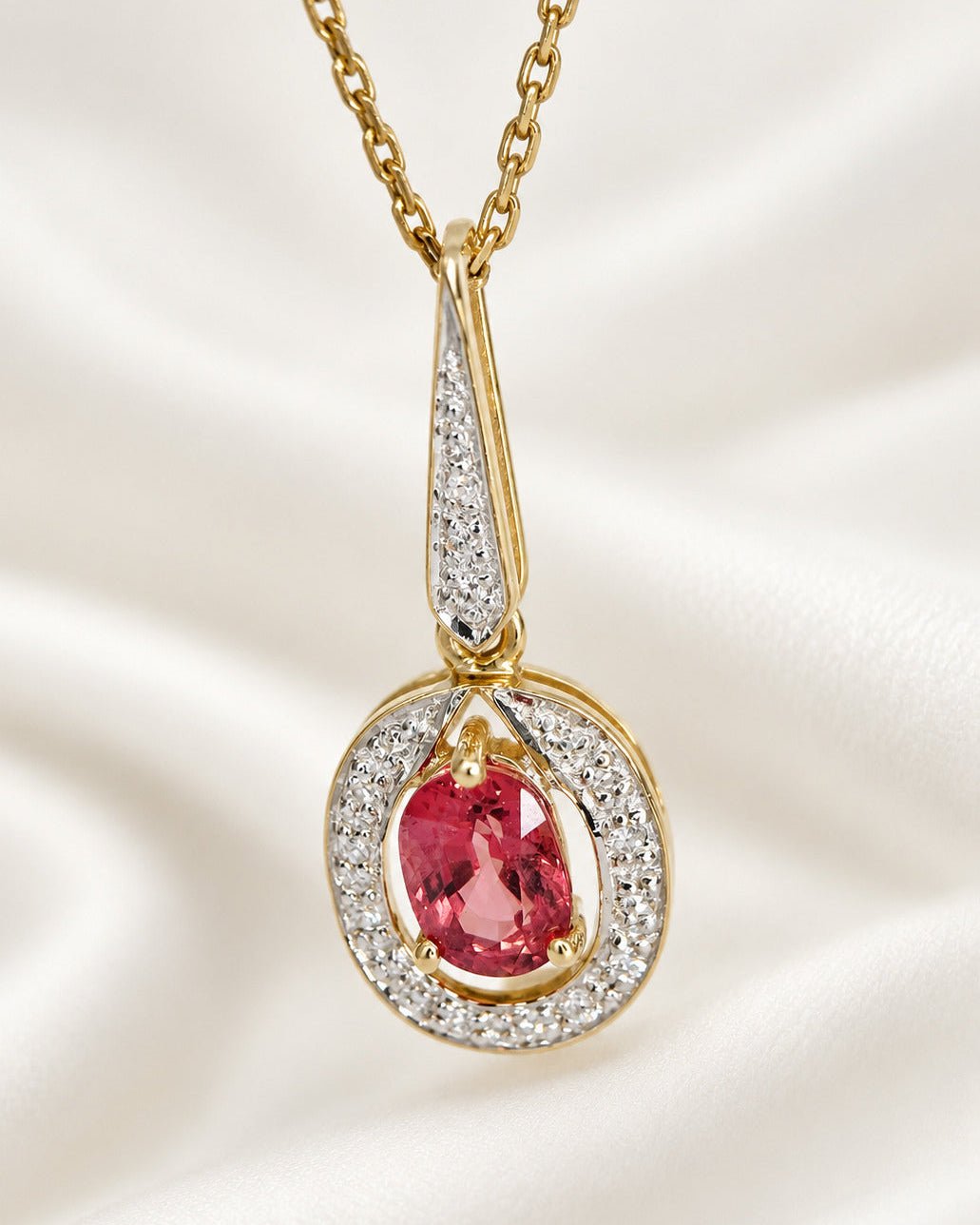 Pendentif Saphir Orange 0.95 carat &amp; Diamants "Edith" - Elliade Paris