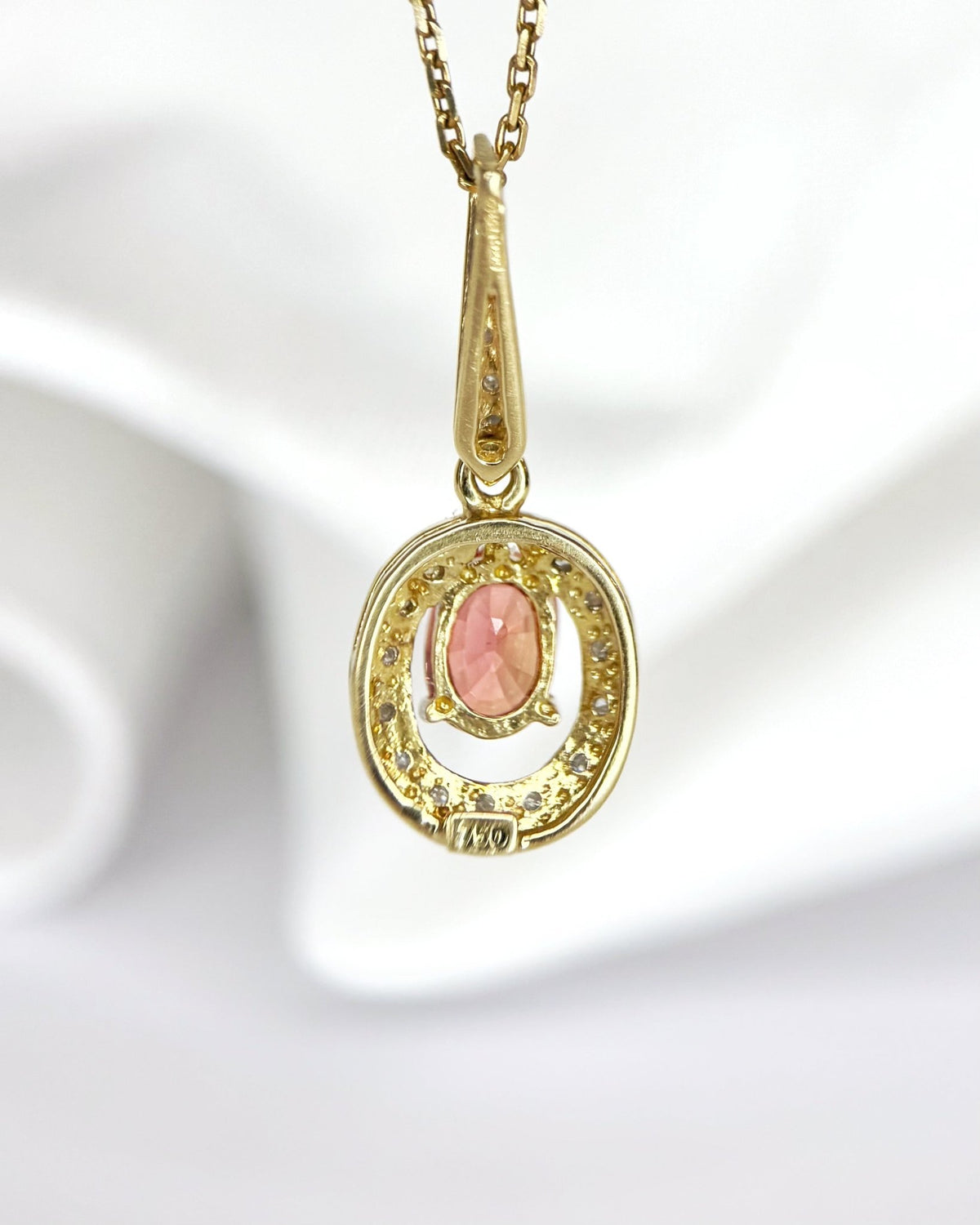 Pendentif Saphir Orange 0.95 carat &amp; Diamants "Edith" - Elliade Paris