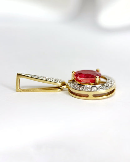 Pendentif Saphir Orange 0.95 carat &amp; Diamants "Edith" - Elliade Paris
