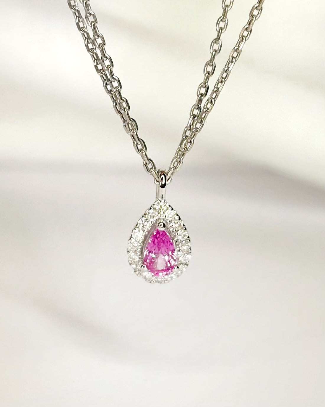 Pendentif Saphir Rose &amp; Diamants "Rosa" - Elliade Paris