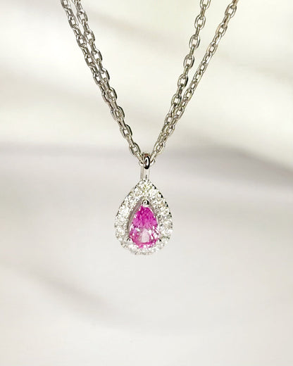 Pendentif Saphir Rose &amp; Diamants "Rosa" - Elliade Paris