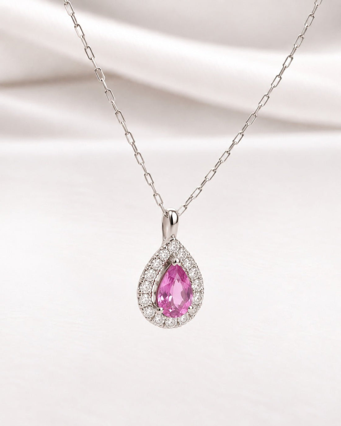 Pendentif Saphir Rose &amp; Diamants "Rosa" - Elliade Paris