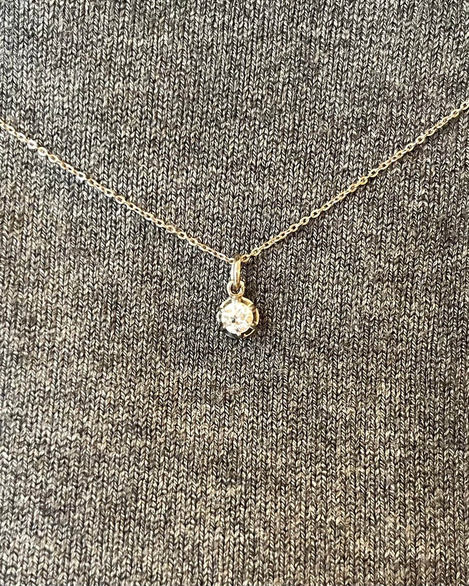 Pendentif Solitaire Diamant 0.27 carat &quot;Dana&quot; - Elliade Paris