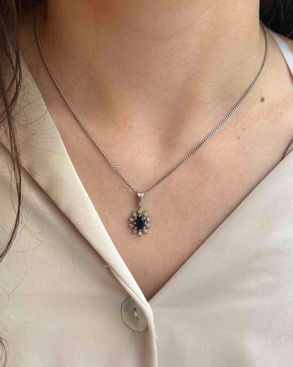 Pendentif Marguerite Saphir &amp; Diamants &quot;Margaux&quot;