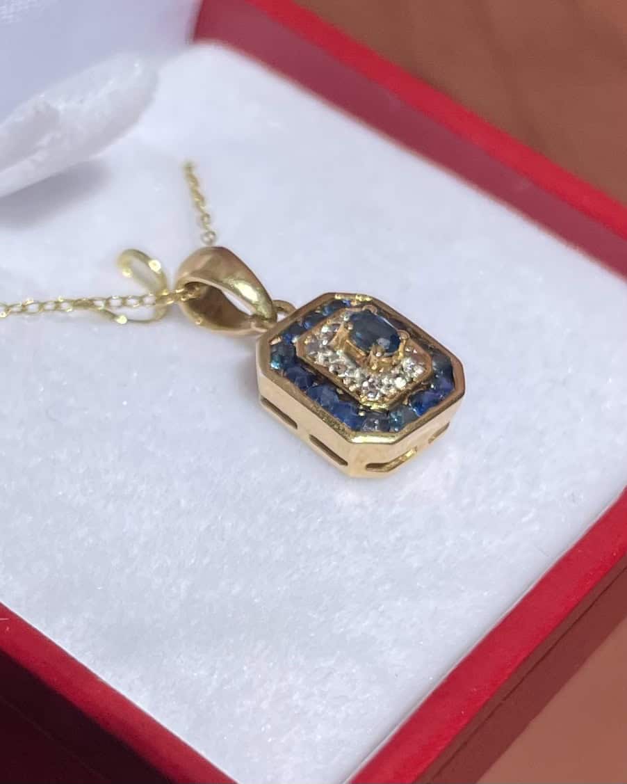Pendentif style Art-déco Saphirs &quot;Manika&quot;