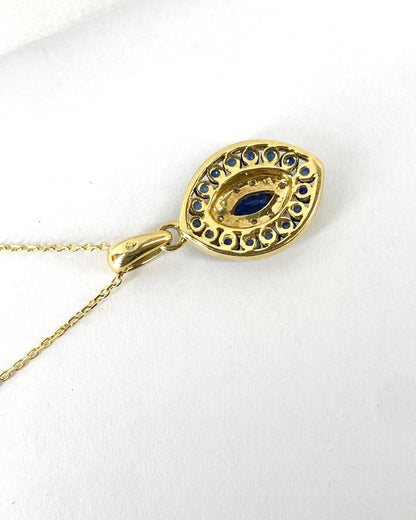 Pendentif Style Art Déco Saphirs 0.42 carat &amp; Diamants "Ninon" - Elliade Paris