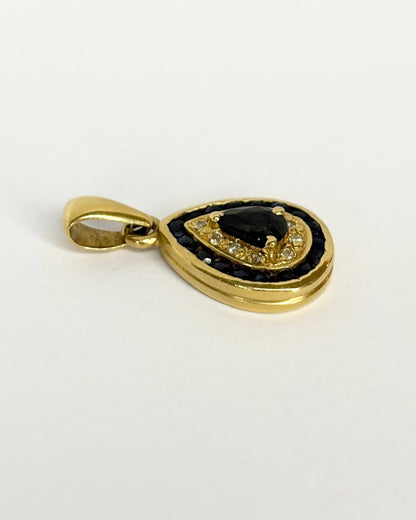 Pendentif Style Art Déco Saphirs 0.91 carat &amp; 10 Diamants &quot;Irène&quot; - Elliade Paris