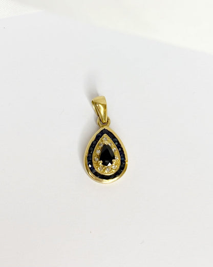 Pendentif Style Art Déco Saphirs 0.91 carat &amp; 10 Diamants &quot;Irène&quot; - Elliade Paris