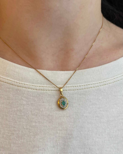 Pendentif Style Art - Déco Vintage Émeraude &quot;Mayeva&quot; - Elliade Paris