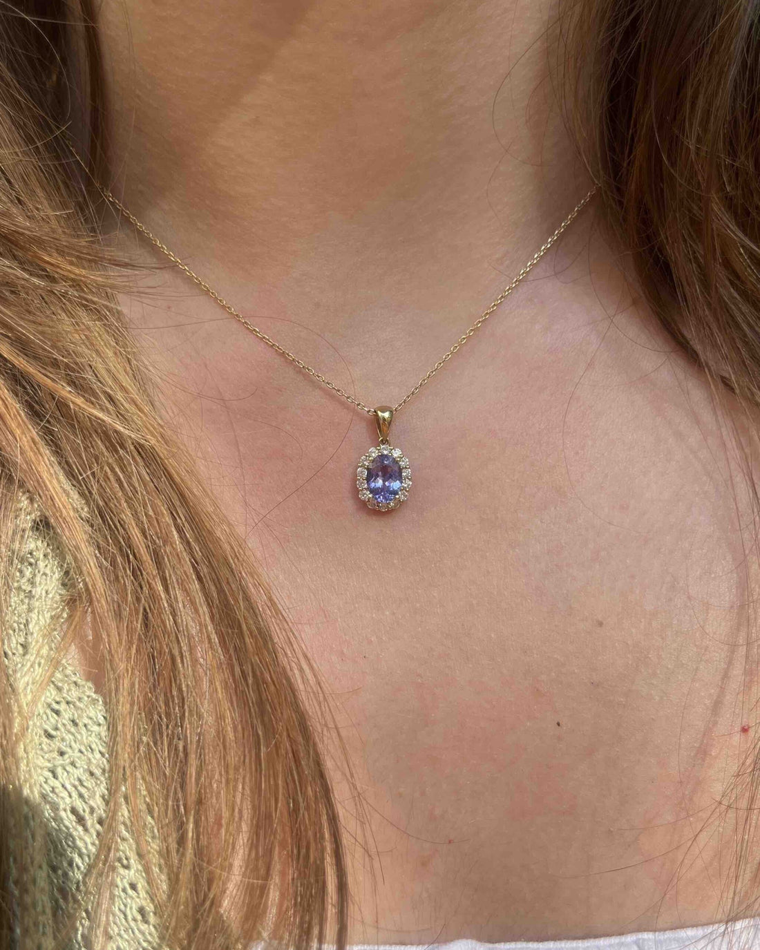 Pendentif Marguerite tanzanite &amp; diamants &quot;Janelle&quot;