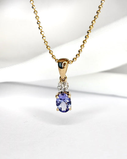 Pendentif Tanzanite 0.45 carat &amp; Diamants "Laura" - Elliade Paris