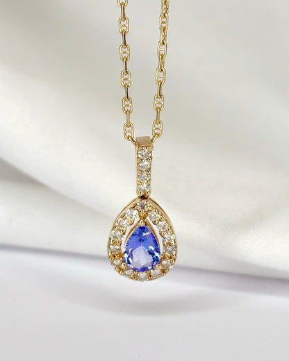 Pendentif Tanzanite 0.80 carat &amp; Diamants 0.36 carat "Erika" - Elliade Paris