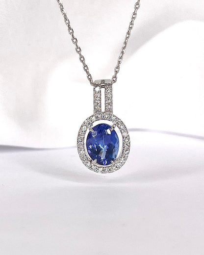 Pendentif Tanzanite 1.73 carat &amp; Diamants 0.29 carat "Calie" - Elliade Paris