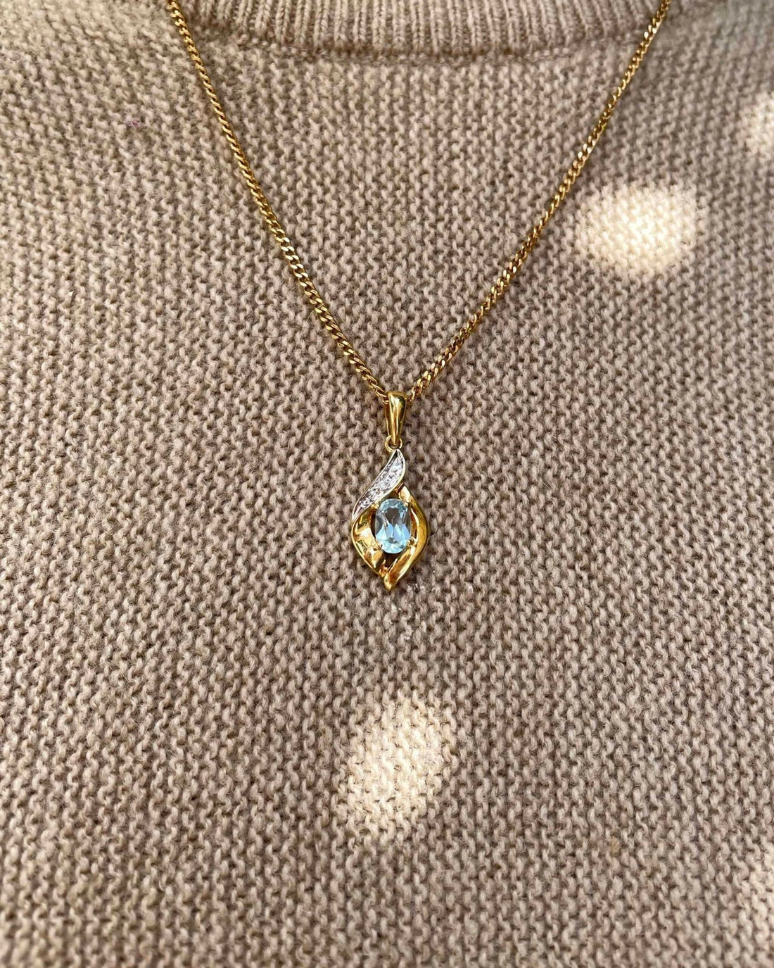 Pendentif Topaze 0.60 carat &amp; Diamant &quot;Erelle&quot; - Elliade Paris