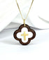 Pendentif Trèfle Crucifix Nacre, Or & Palissandre "Isaac" - Elliade Paris