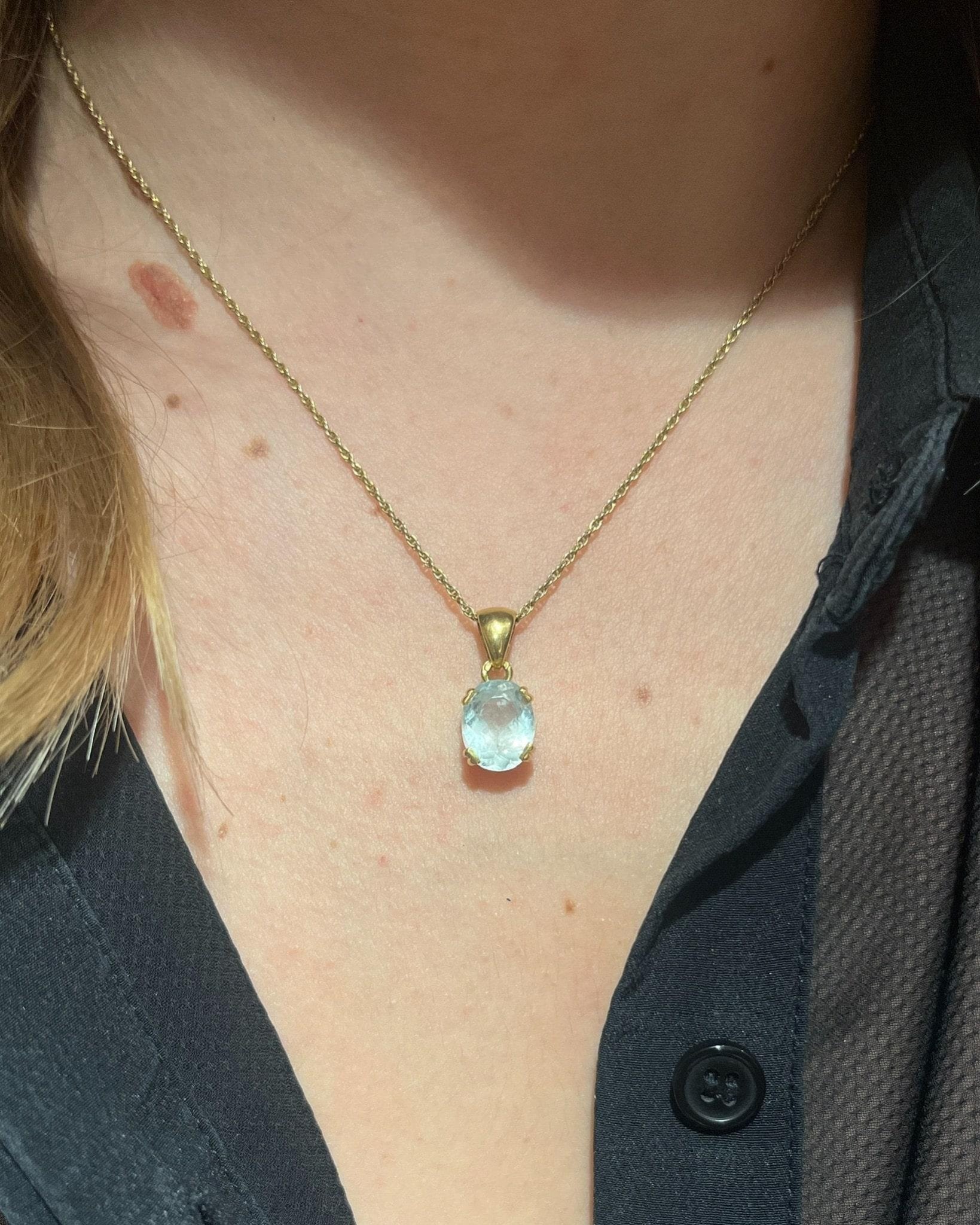 Pendentif "Unia" Aigue - Marine - Elliade Paris