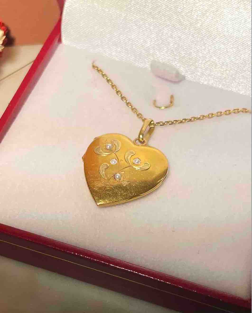 Pendentif Médaillon Cœur Ouvrant 4 Perles "Imogene"