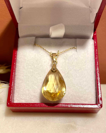 Pendentif Vintage Citrine 10.50 carats &quot;Kara&quot; - Elliade Paris