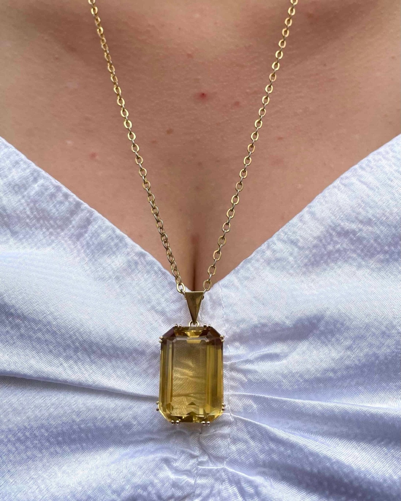 Pendentif Vintage Citrine 33 carats &quot;Alexis&quot; - Elliade Paris