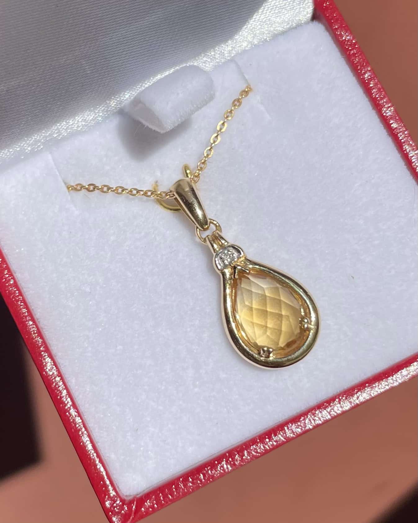 Pendentif Goutte Citrine et Diamant &quot;Estrella&quot;