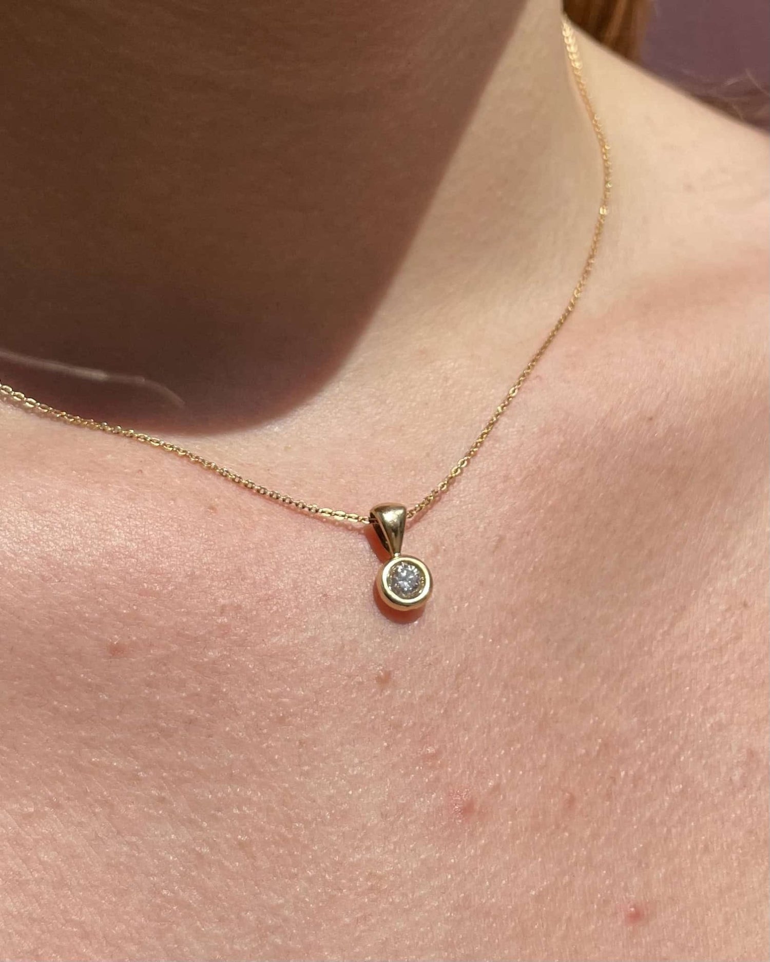 Pendentif Vintage Diamant 0.30 carat &quot;Tess&quot; - Elliade Paris