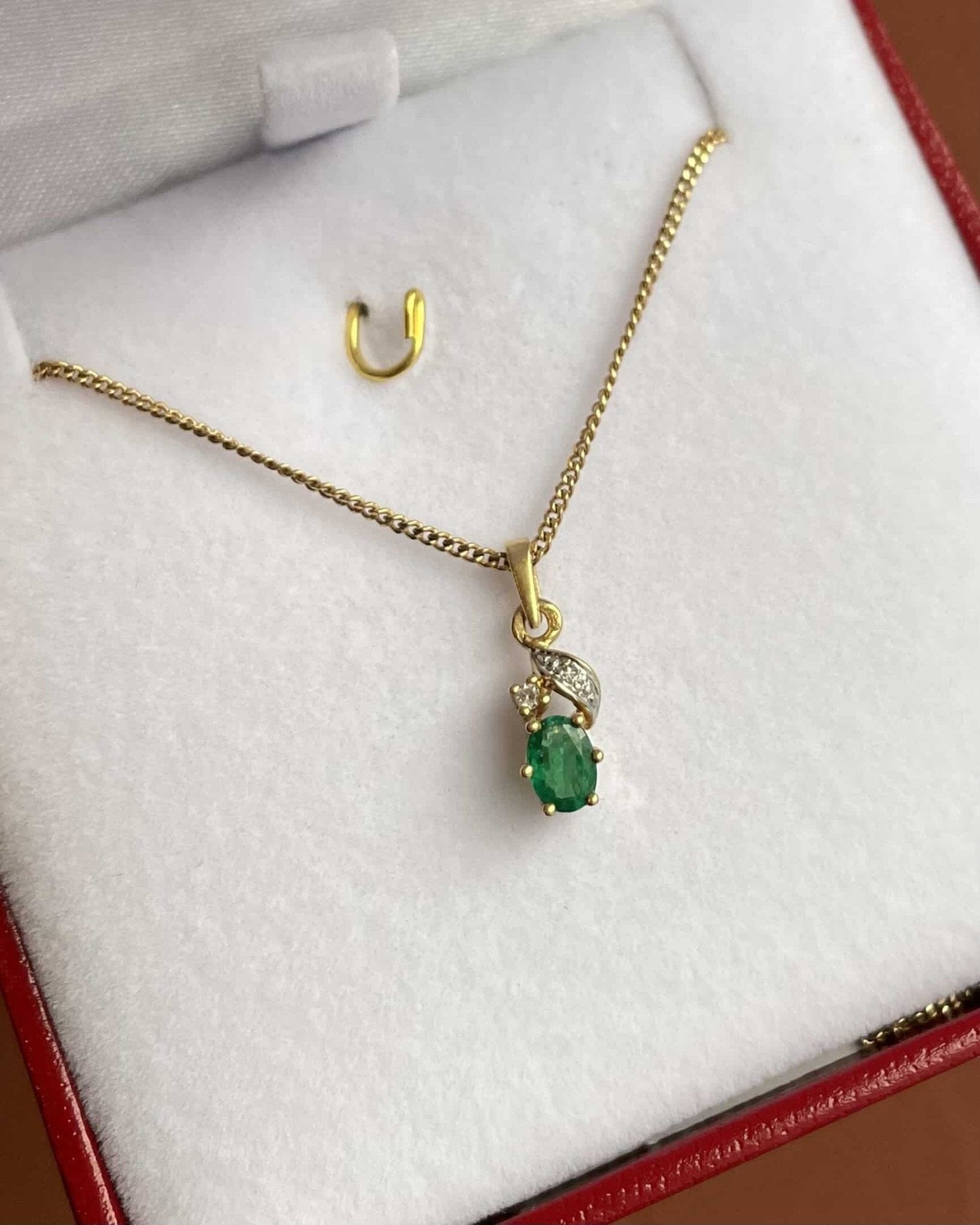 Pendentif Vintage Émeraude &amp; Diamants "Lina" - Elliade Paris