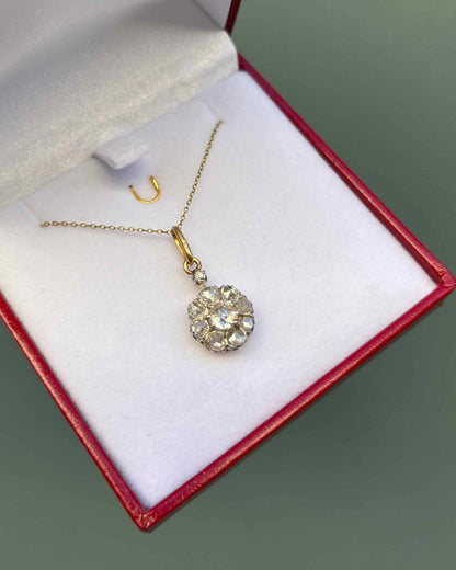 Pendentif Vintage Marguerite 10 Diamants 1 Carat &quot;Noéline&quot; - Elliade Paris
