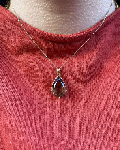 Pendentif Vintage Quartz fumé 10 carats &quot;Kendal&quot; - Elliade Paris