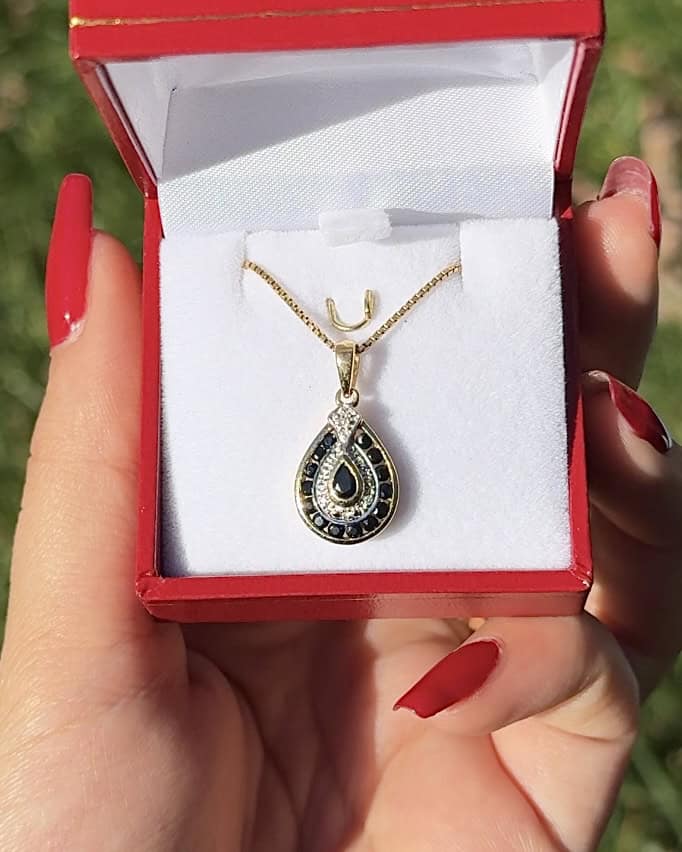 Pendentif Vintage Saphirs &amp; Diamants "Kira" - Elliade Paris
