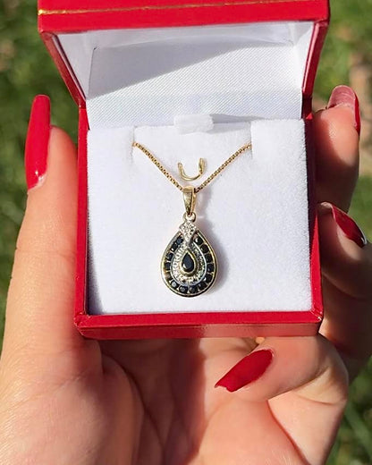 Pendentif Vintage Saphirs &amp; Diamants &quot;Kira&quot; - Elliade Paris