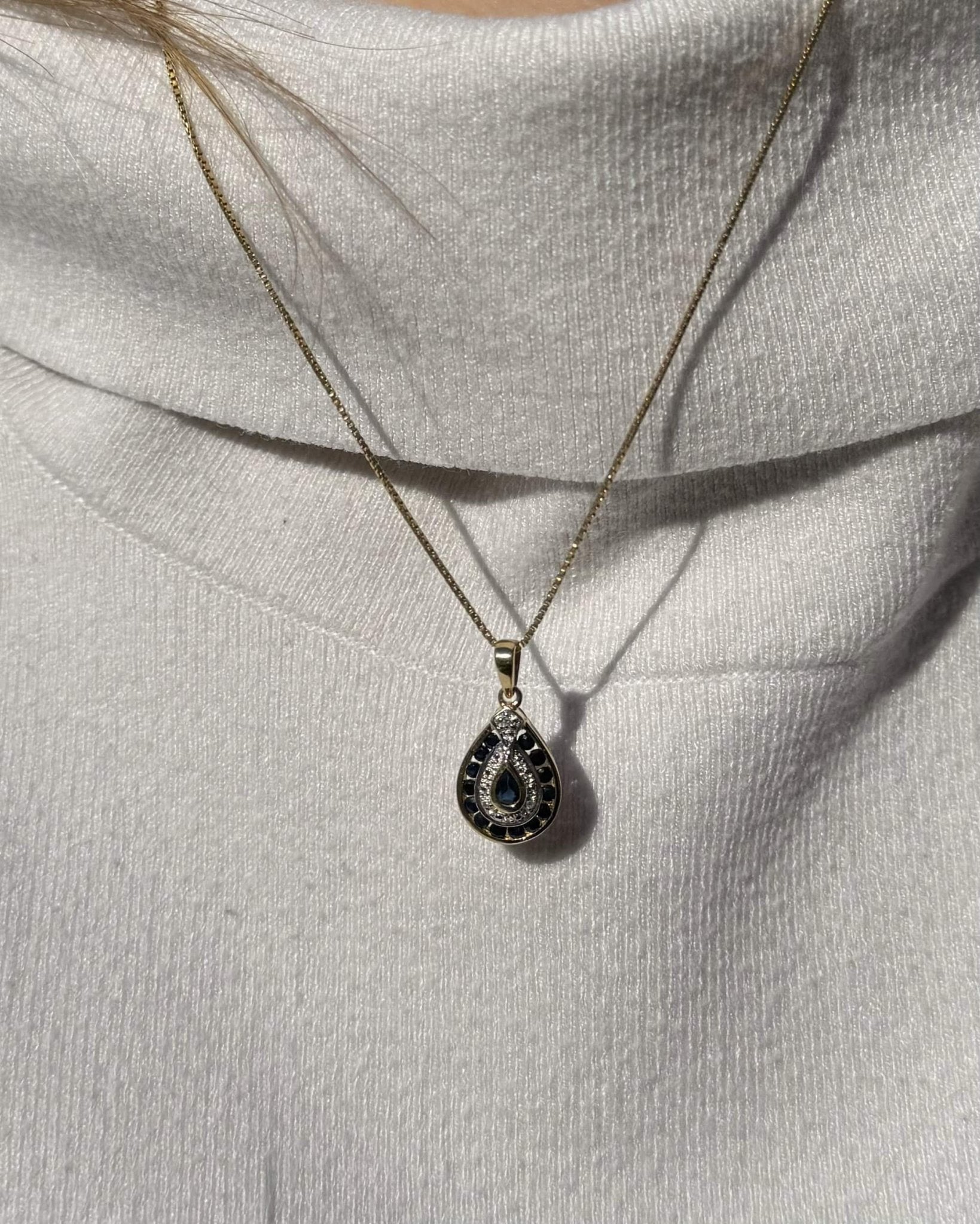 Pendentif Vintage Saphirs &amp; Diamants "Kira" - Elliade Paris