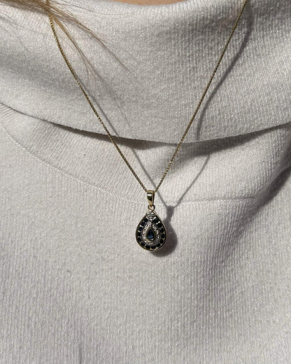 Pendentif Vintage Saphirs &amp; Diamants &quot;Kira&quot; - Elliade Paris