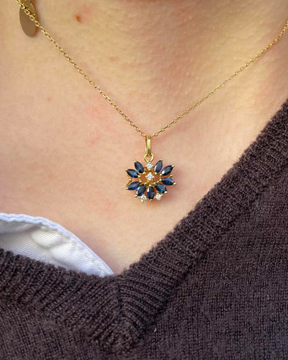 Pendentif Vintage Saphirs &amp; Diamants "Zoria" - Elliade Paris
