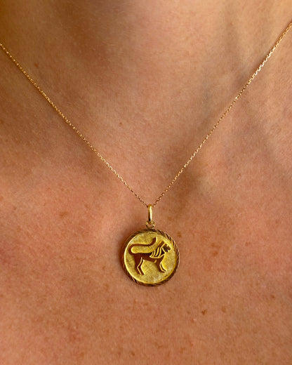 18-Carat Yellow Gold Leo Zodiac Medallion