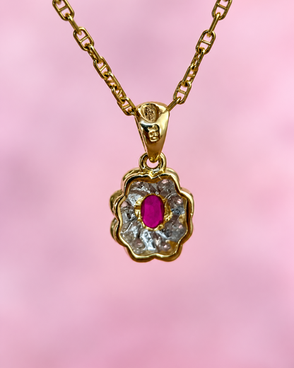 Pendentif Marguerite Rubis &amp; Diamants "Claudine"