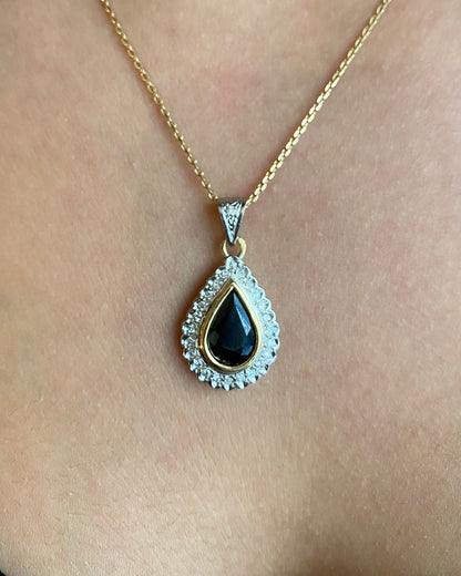 Pendentif Style Art-déco Saphir 3.20 cts &amp; 25 Diamants &quot;Giana&quot;