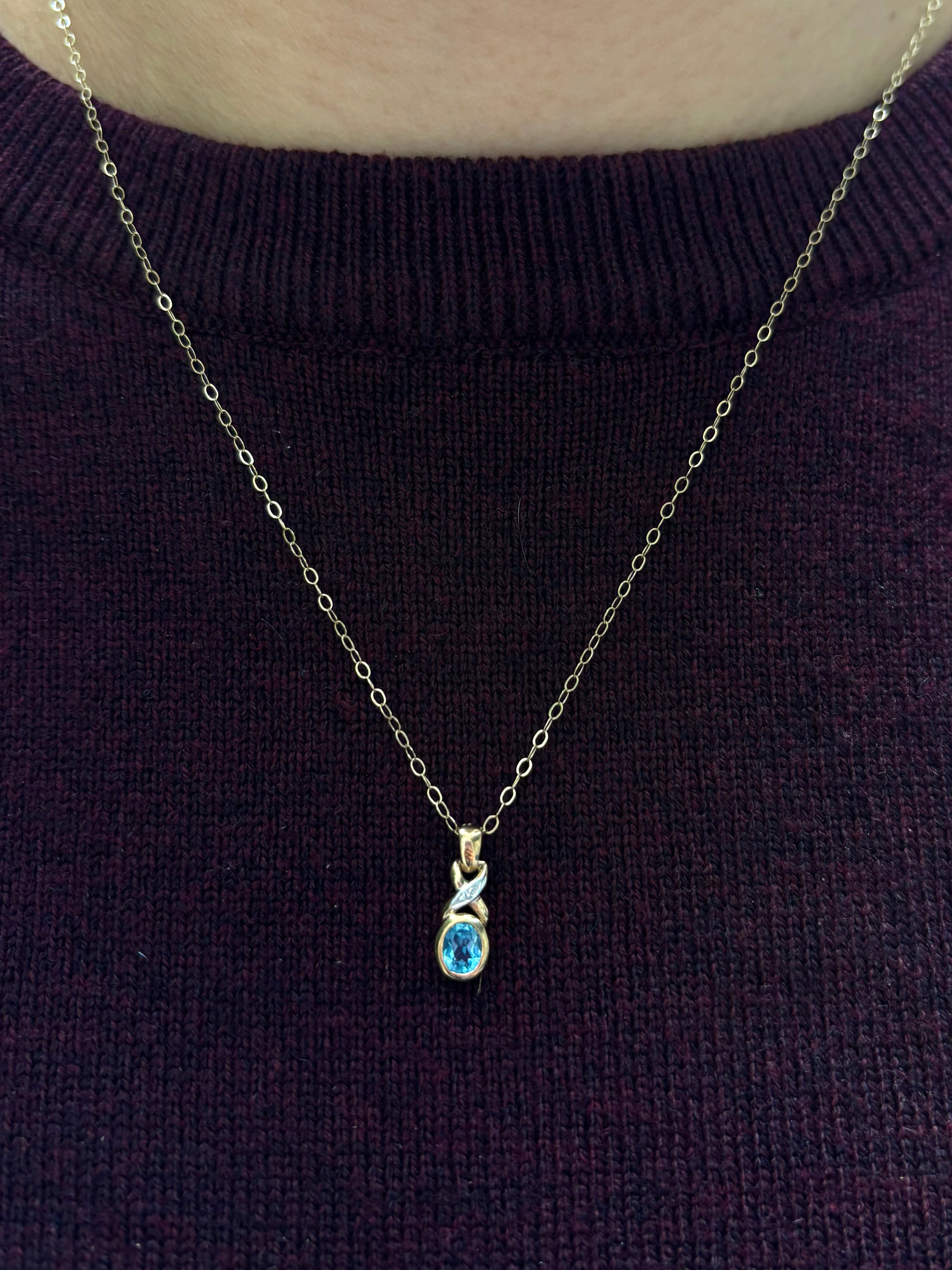 Pendentif Topaze &amp; Diamant &quot;Cyrielle&quot;