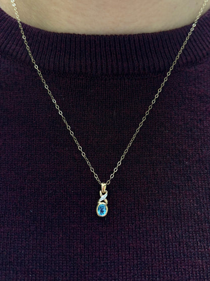 Pendentif Topaze &amp; Diamant &quot;Cyrielle&quot;