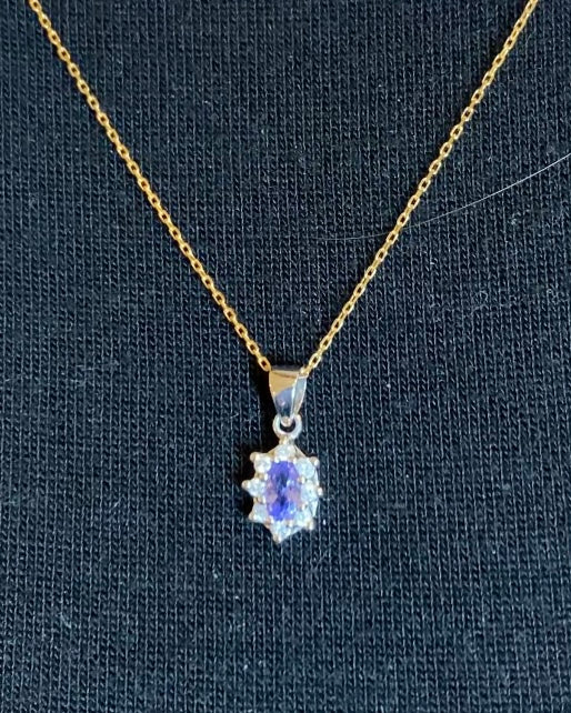 Pendentif Marguerite Tanzanite &amp; 8 Diamants &quot;Léonie&quot;