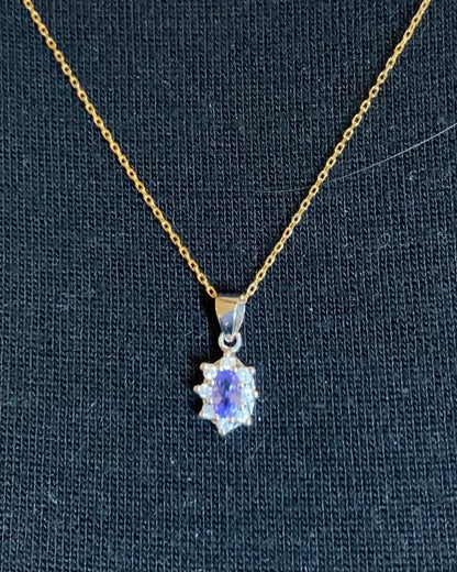 Pendentif Marguerite Tanzanite &amp; 8 Diamants &quot;Léonie&quot;