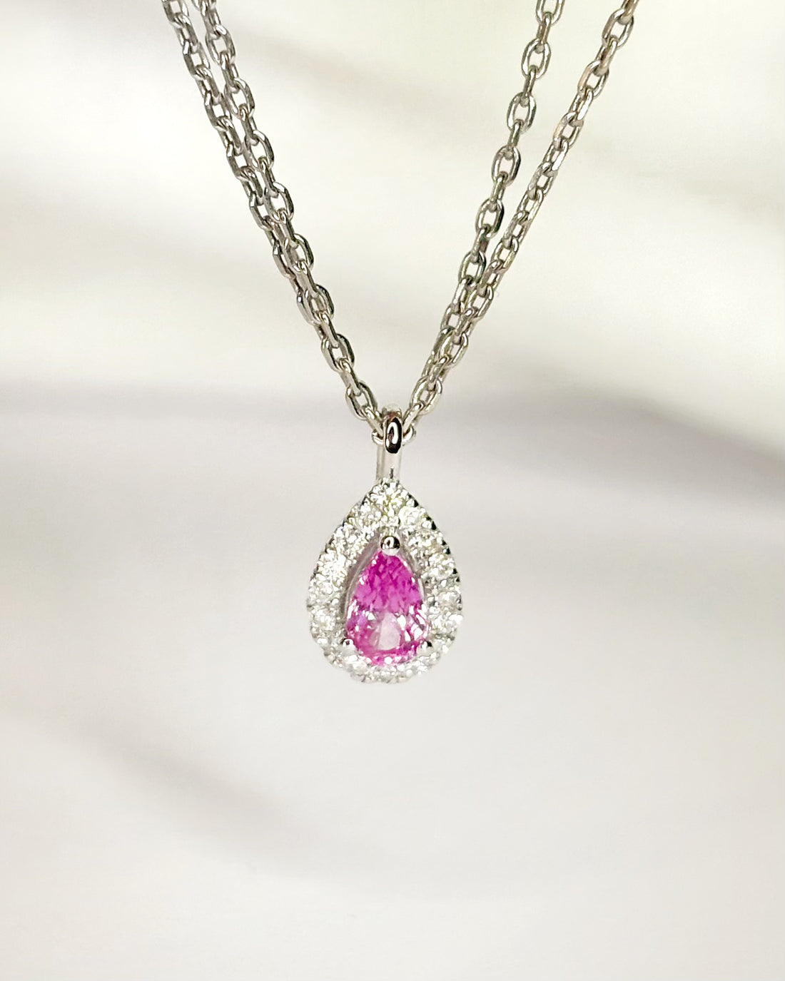 Pendentif Saphir Rose &amp; Diamants "Rosa"