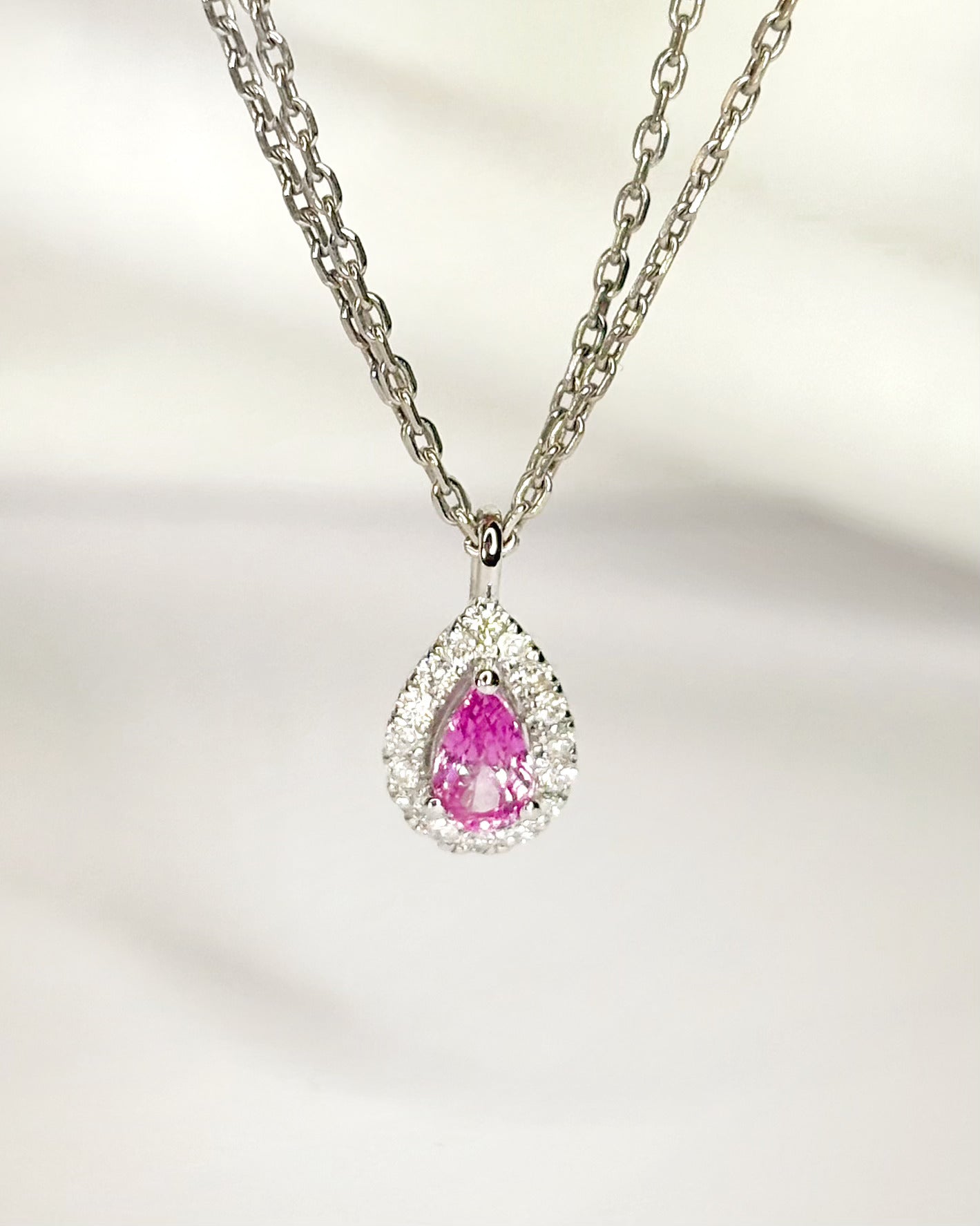 Pendentif Saphir Rose &amp; Diamants "Rosa"