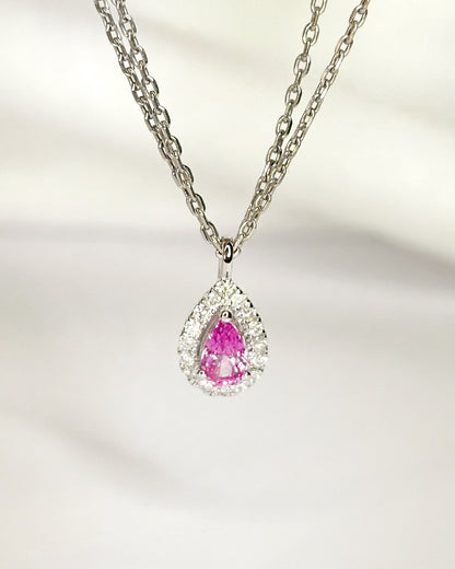 Pendentif Saphir Rose &amp; Diamants "Rosa"