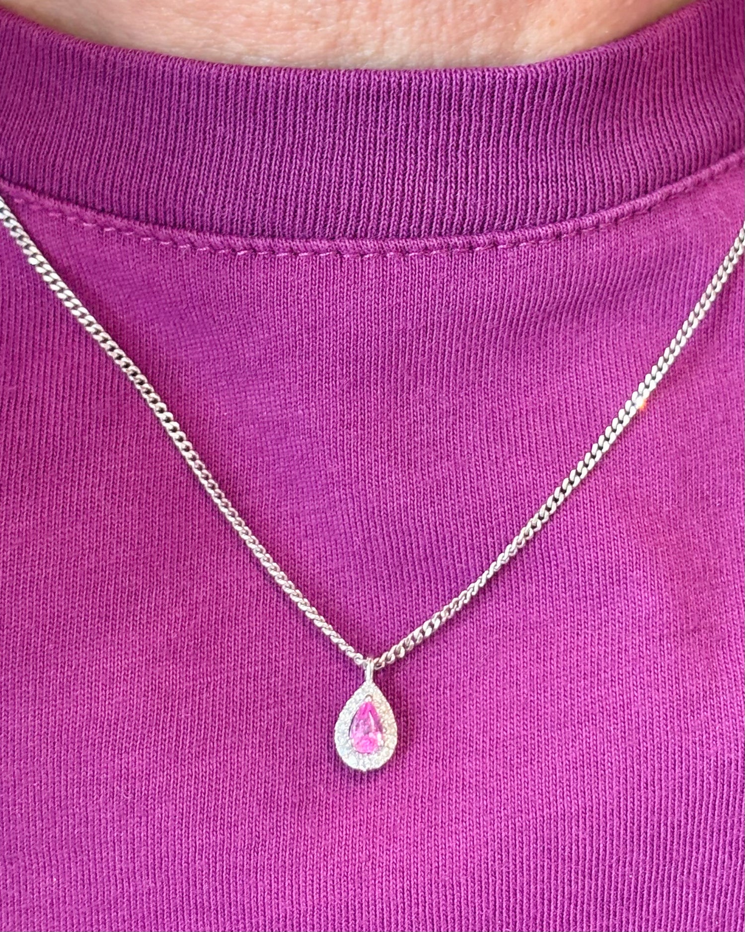 Pendentif Saphir Rose &amp; Diamants "Rosa"
